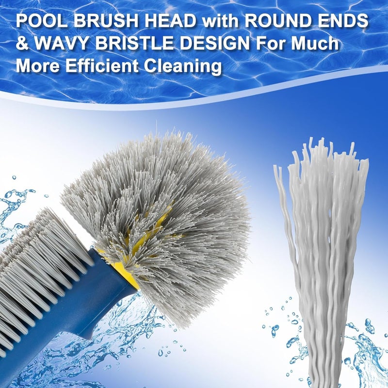 POOLAZA 18’’ & 20’’ Pool Brushes with Round Ends, Detachable Pool Brushes for Cleaning Pool Walls & Tiles, 2 in 1 Pool Brush Head for Inground Pools/Above Ground Pools,High-Efficient Pool Scrub Brush - Image 3